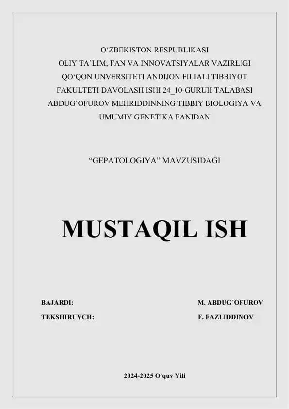 JIGAR HAQIDA MUSTAQIL ISH