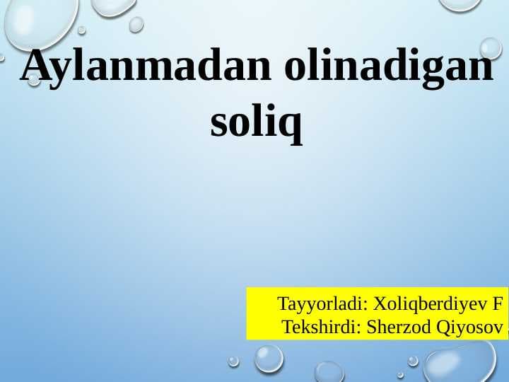 Aylanmadan olinadigan soliq