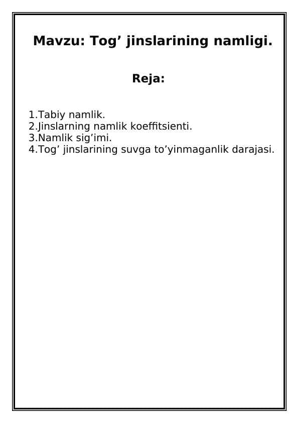 Tog’ jinslarining namligi