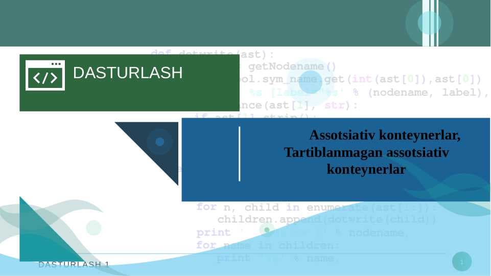 Assotsiativ konteynerlar, Tartiblanmagan assotsiativ konteynerlar