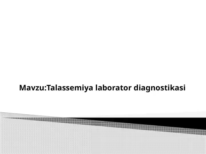 Talassemiya laborator diagnostikasi