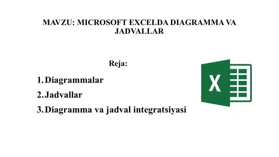 Microsoft Excelda Diagramma va Jadvallar