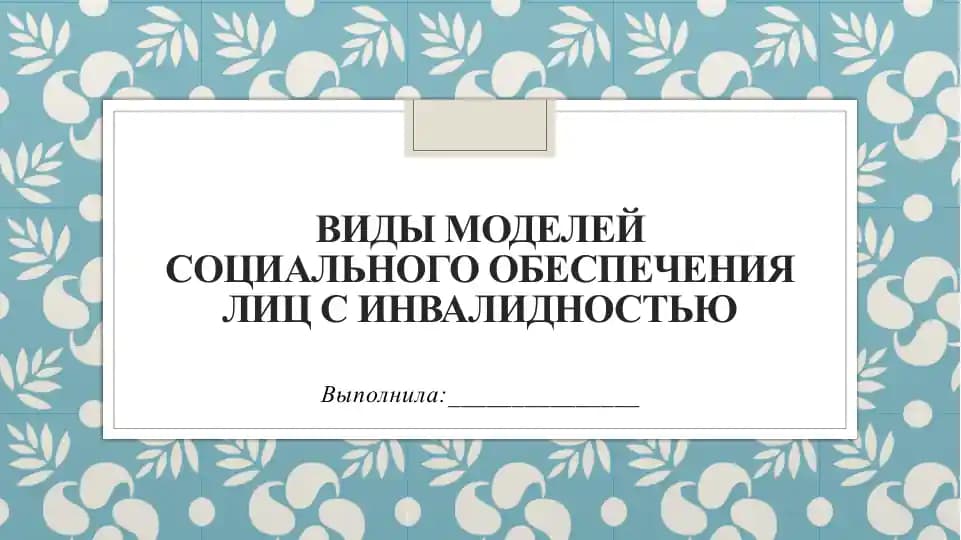 Виды моделей социального обеспечения лиц с инвалидностью