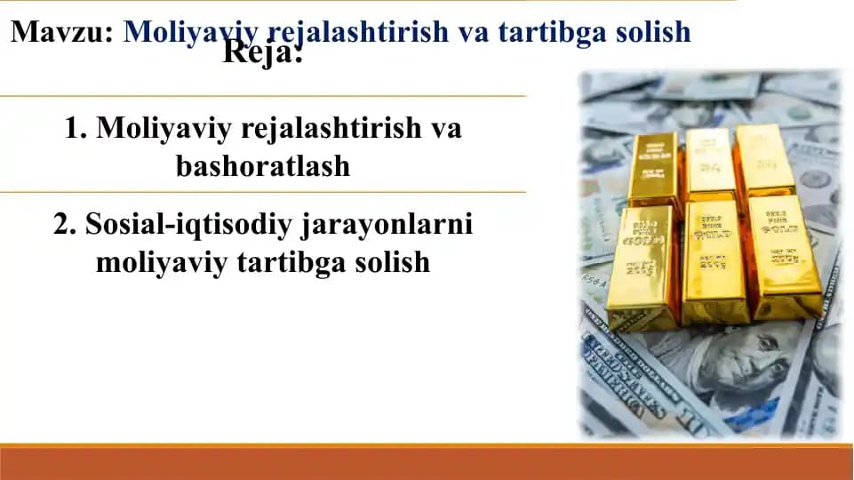 Moliyaviy rejalashtirish va tartibga solish