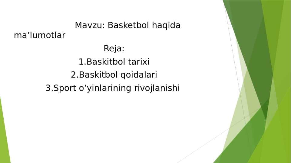 Basketbol haqida ma’lumotlar
