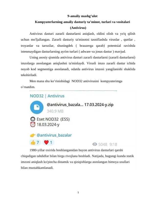 Kompyuterga antivirus ornatish