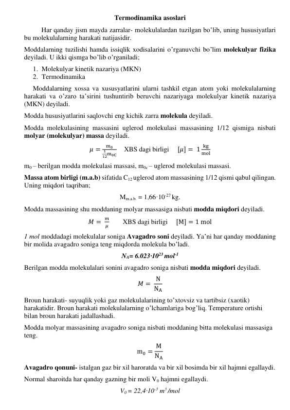 Termodinamika asoslari