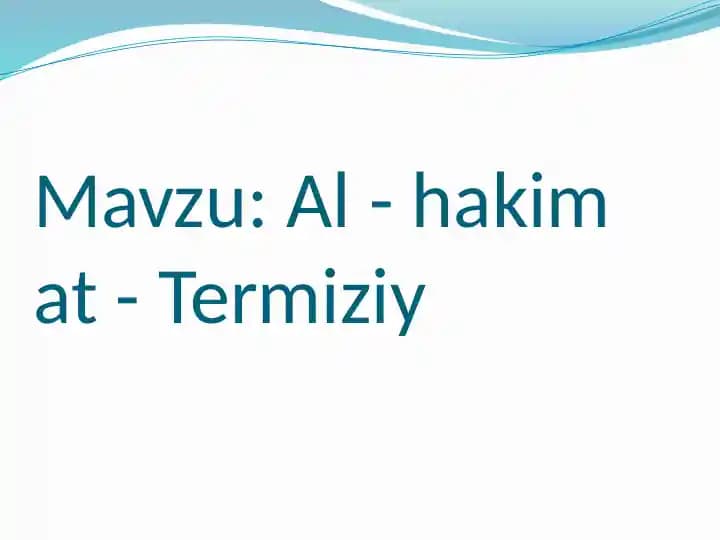 Al-Hakim AT-TERMIZIY