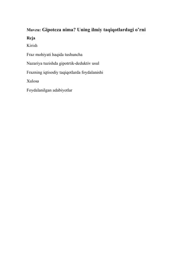 Gipoteza haqida tushuncha