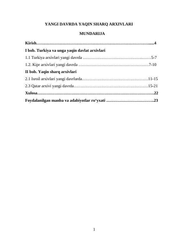 YANGI DAVRDA YAQIN SHARQ ARXIVLARI