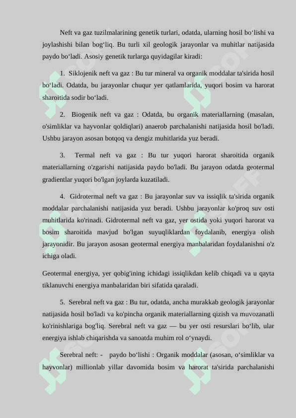 Neft va gaz uyumlarining genetik turlari