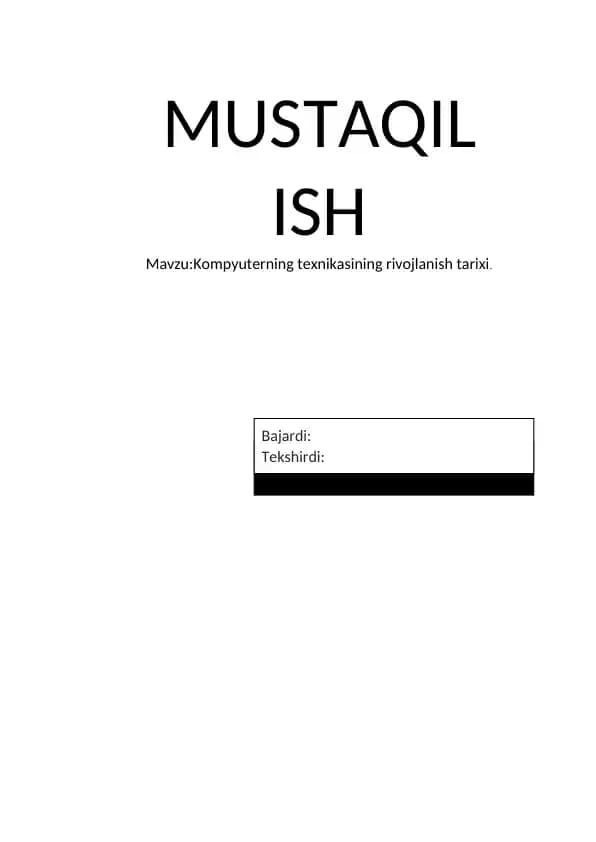 Kompyuter texnikasining paydo bo’lishi
