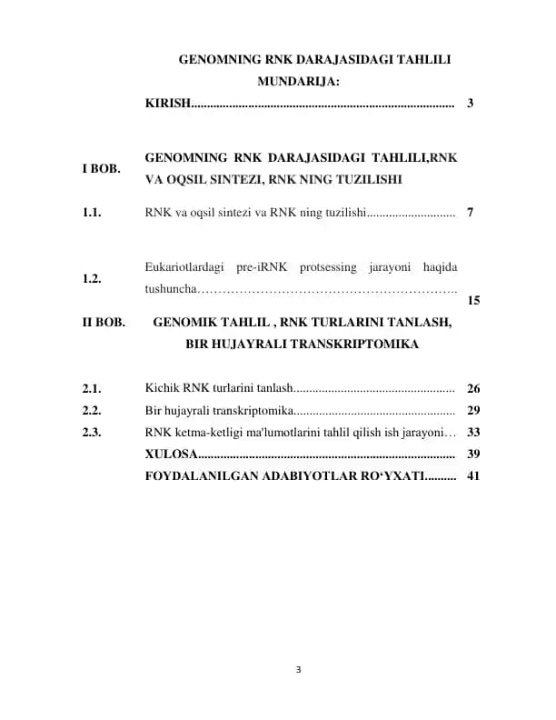 GENOMNING RNK DARAJASIDAGI TAHLILI