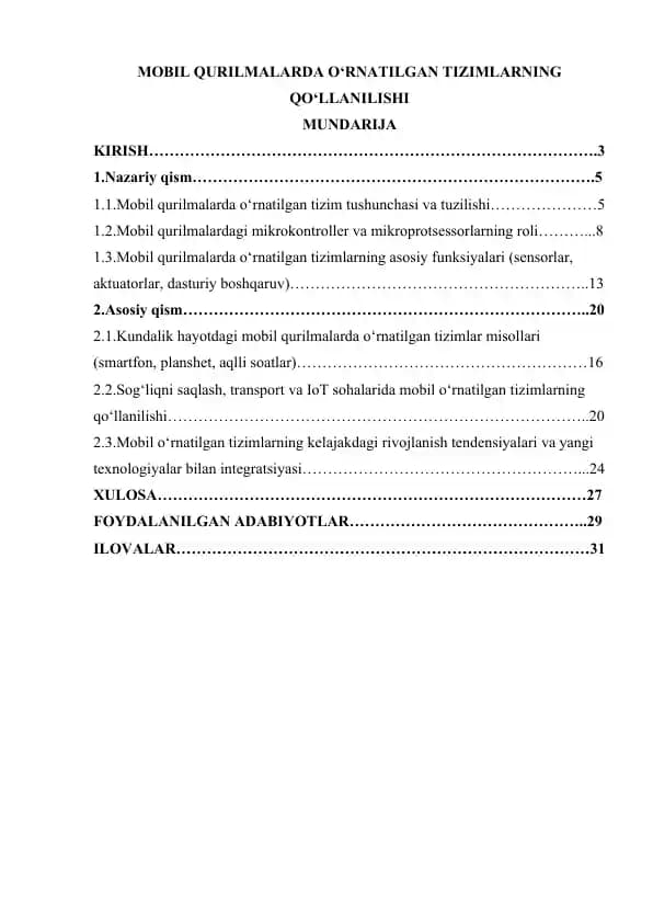 MOBIL QURILMALARDA O‘RNATILGAN TIZIMLARNING QO‘LLANILISHI