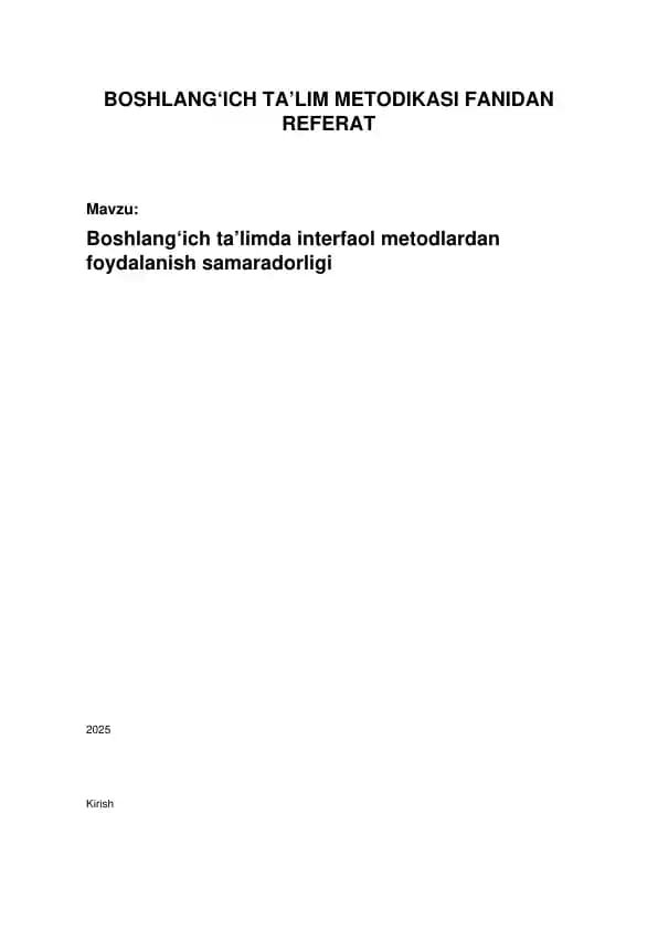 Boshlang‘ich ta’lim metodikasi