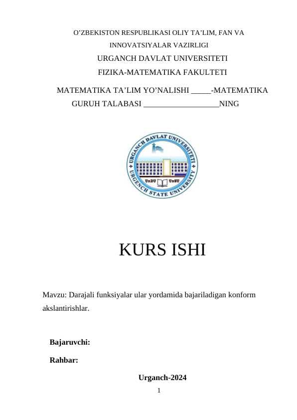 Darajali funksiyalar ular yordamida bajariladigan konform akslantirishlar