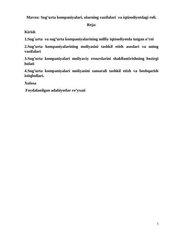 Kurs ishi Sug'urta