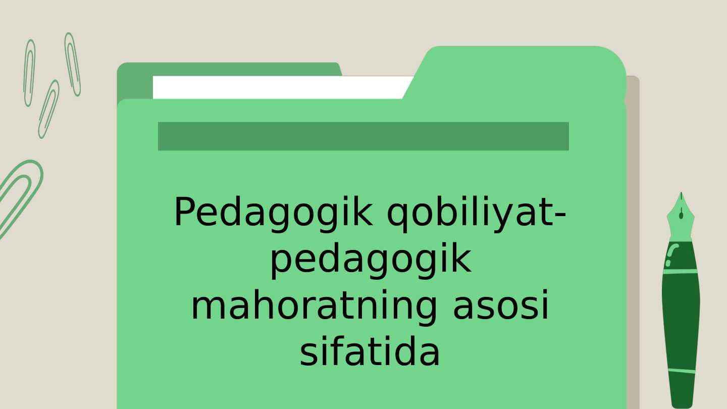 Pedagogik qobiliyat-pedagogik mahoratning asosi sifatida