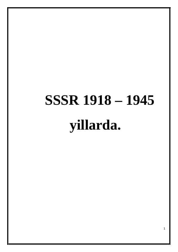 SSSR 1918 – 1945 yillarda