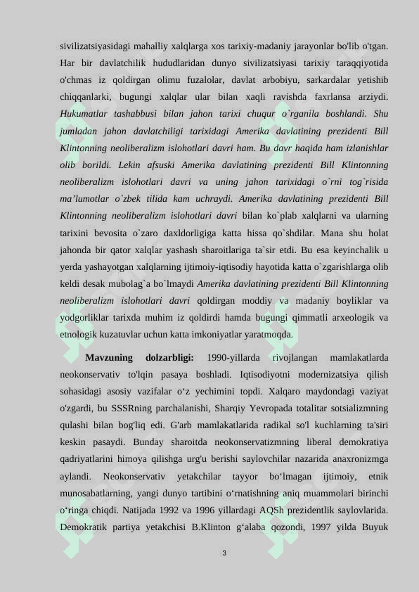 1992 - 1994 YILLARDA B. KLINTON MA'MURIYATINING IJTIMOIY ISLOHOTLARINING ASOSIY YO'NALISHLARI