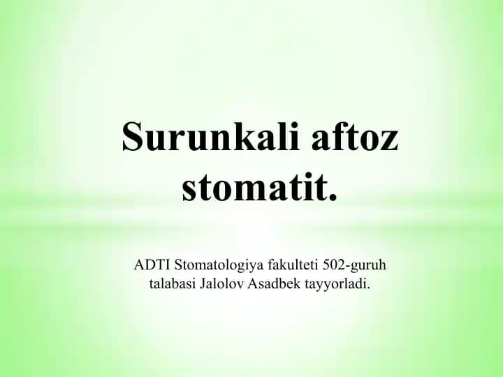 Surunkali aftoz stomatit.