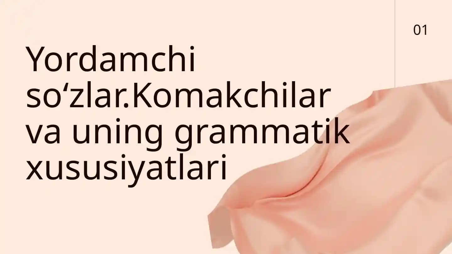 Yordamchi soʻzlar.Komakchilar va uning grammatik xususiyatlari