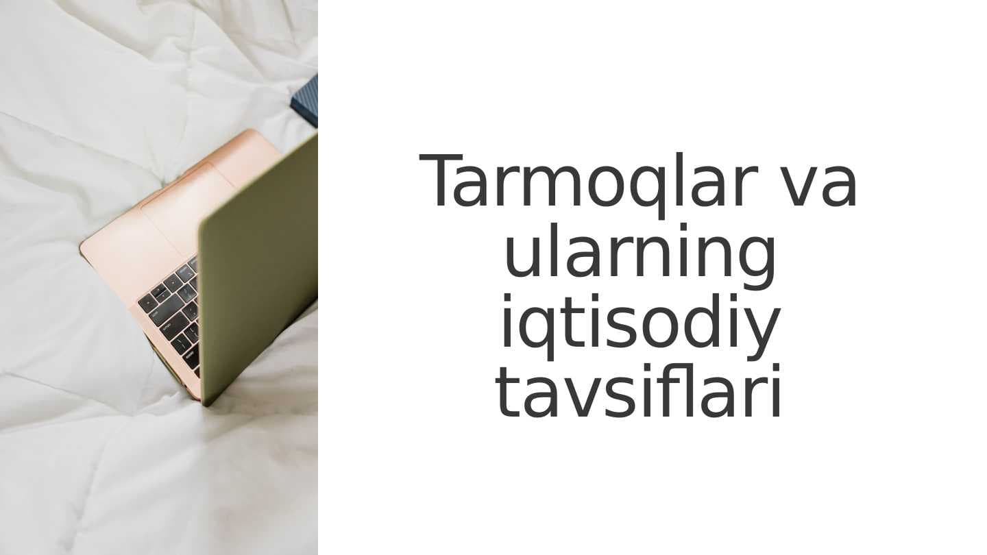 Tarmoqlar va ularning iqtisodiy tavsiflari