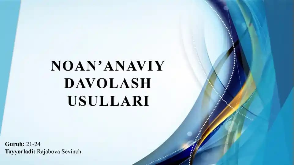 Noanʼanaviy davolash usullari