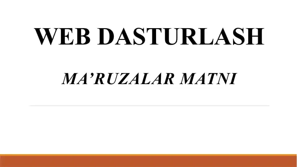 WEB DASTURLASH-PHP