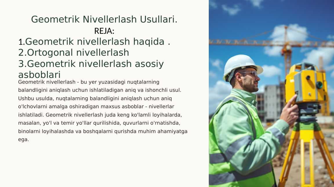 Geometrik Nivellerlash Usullari.