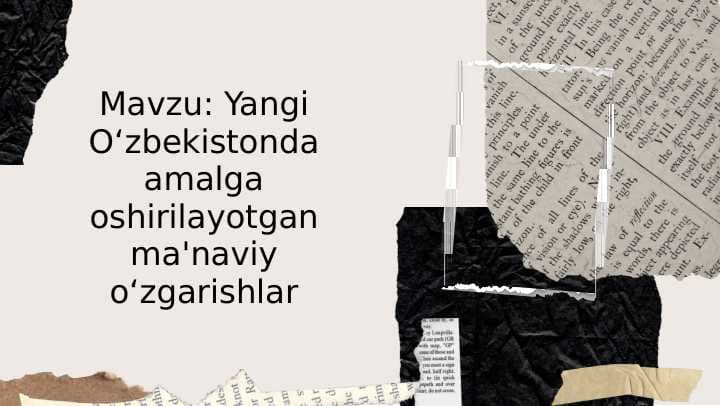 yangi o’zbekistonda amalga oshirilayotgan ma’naviy o’zgarishlar