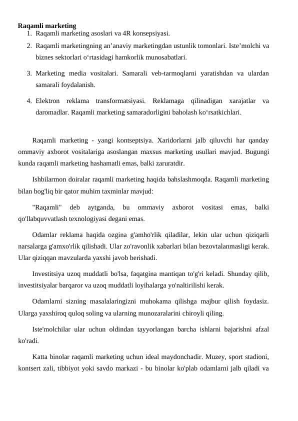 RAQAMLI MARKETING