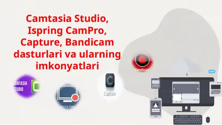 Camtasia Studio, Ispring CamPro, Capture, Bandicam dasturlari va ularning imkonyatlari