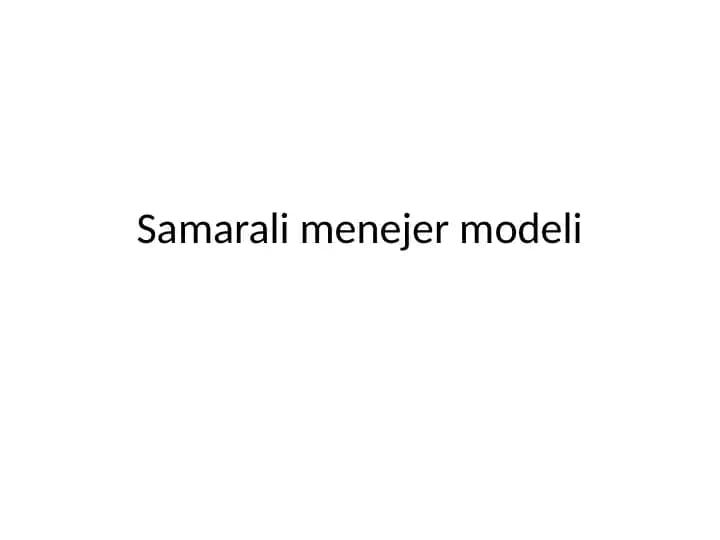 Samarali menejer modeli