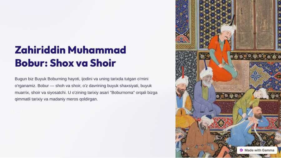 Zahiriddin Muhammad Bobur: Shox va Shoir
