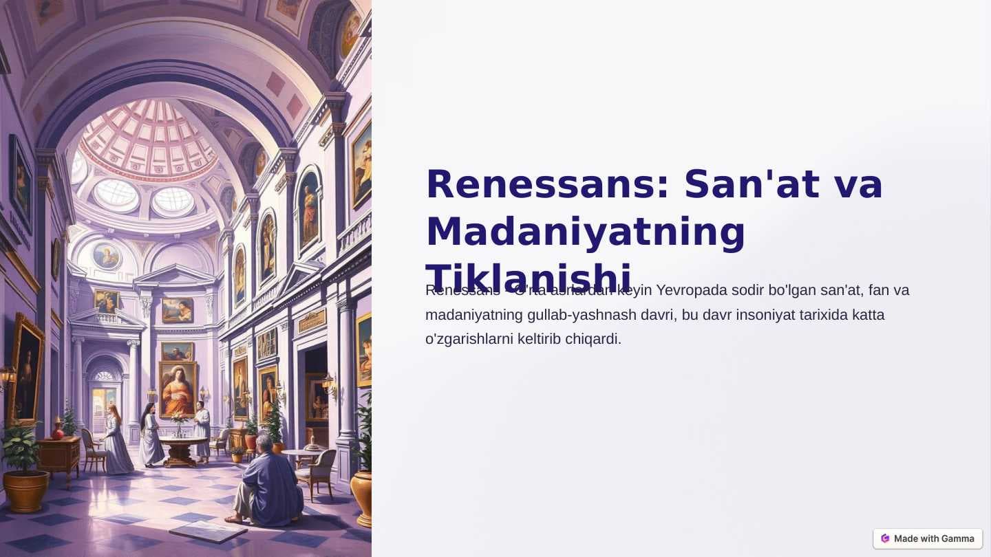Renessans: san'at va madaniyatning tiklanishi