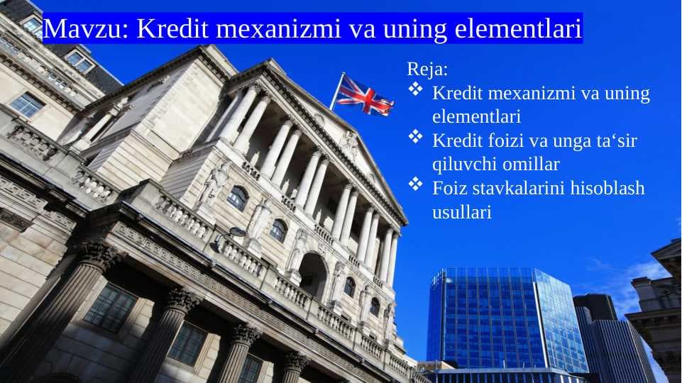 Kredit mexanizmi va uning elementlari