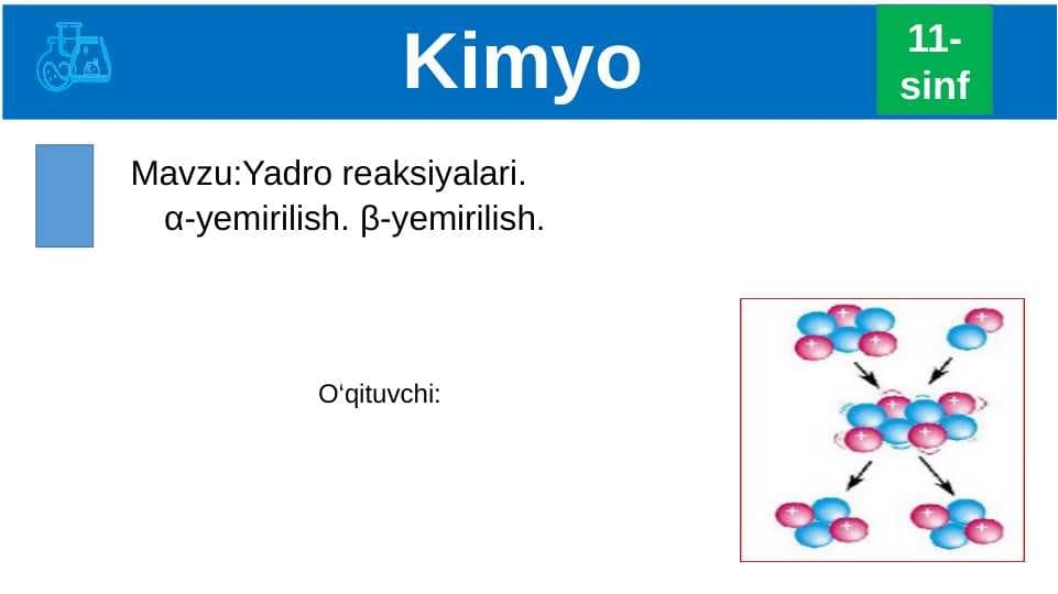 Yadro reaksiyalari α-yemirilish. β-yemirilish