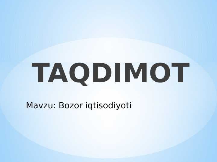 Bozor iqtisodiyoti