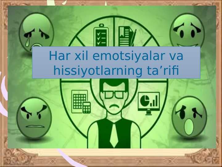 Har xil emotsiyalar va hissiyotlarning ta’rifi