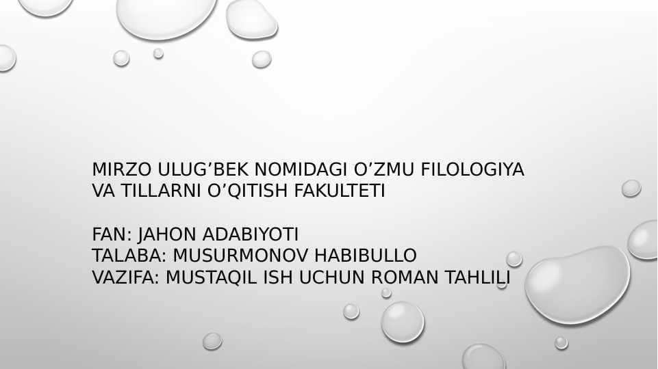 Prezentasiya. Slide. Maxsus ishlab chiqilgan