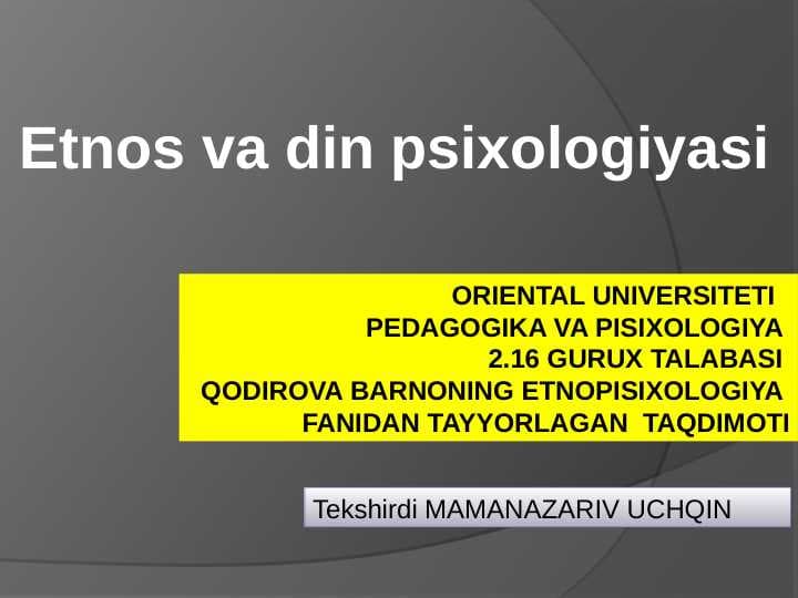 Etnos va din psixologiyasi