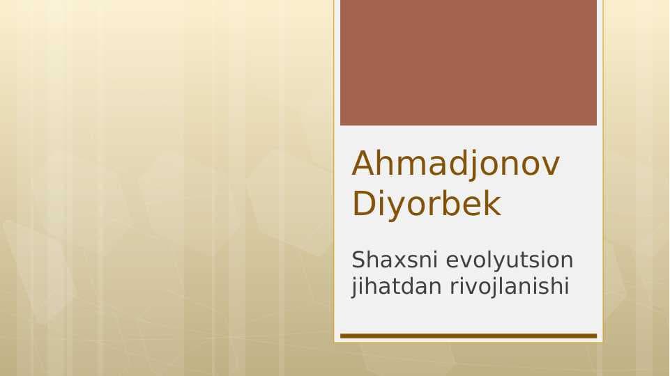 Shaxsni evolyutsion jihatdan rivojlanishi
