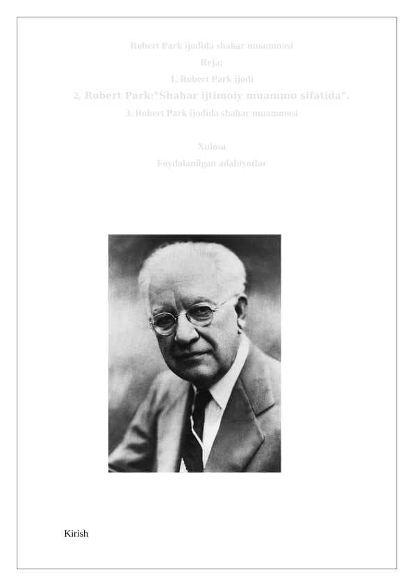 Robert Park ijodida shahar muammosi 24