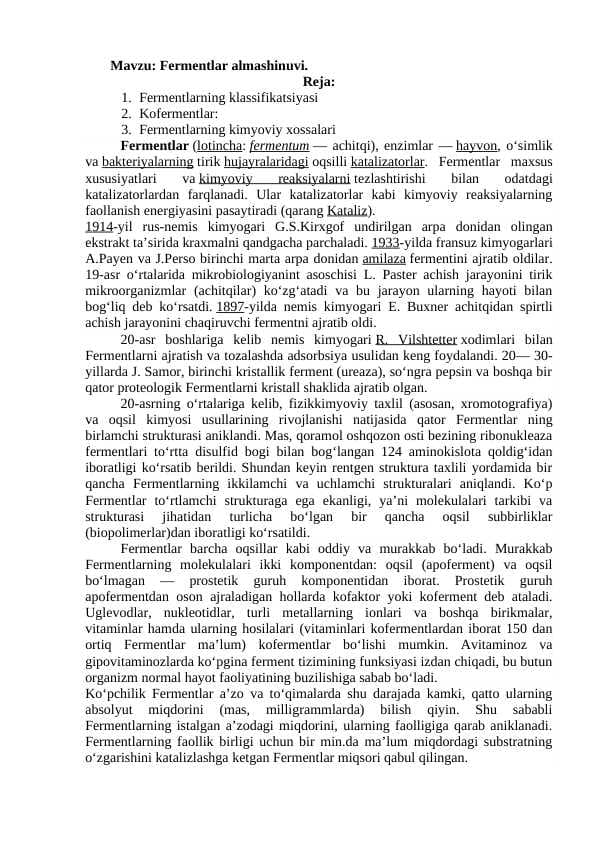 Fermentlar almashinuvi