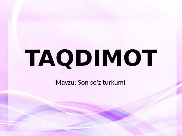 Son so'z turkumi.