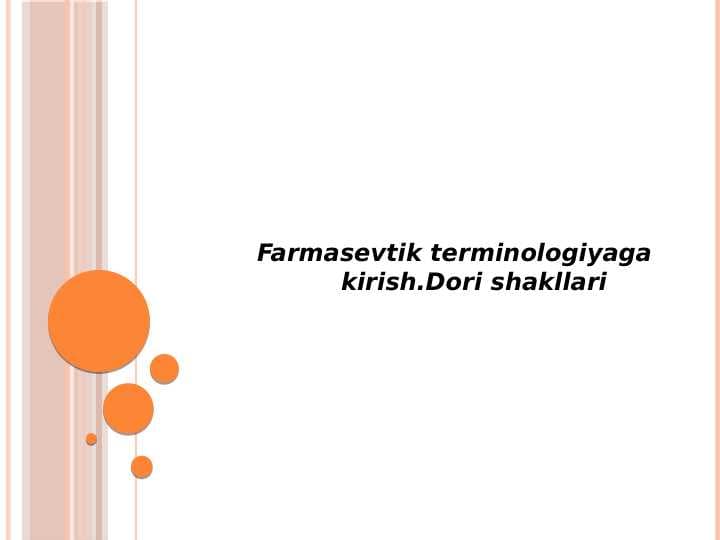 Farmasevtik terminologiyaga kirish
