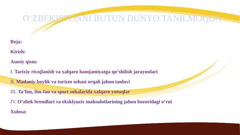 O‘ZBEKISTONNI BUTUN DUNYO TANILMOQDA 24
