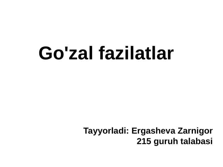 Go'zal fazilatlar