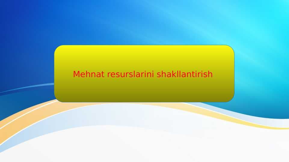 Mehnat resurslarini shakllantirish